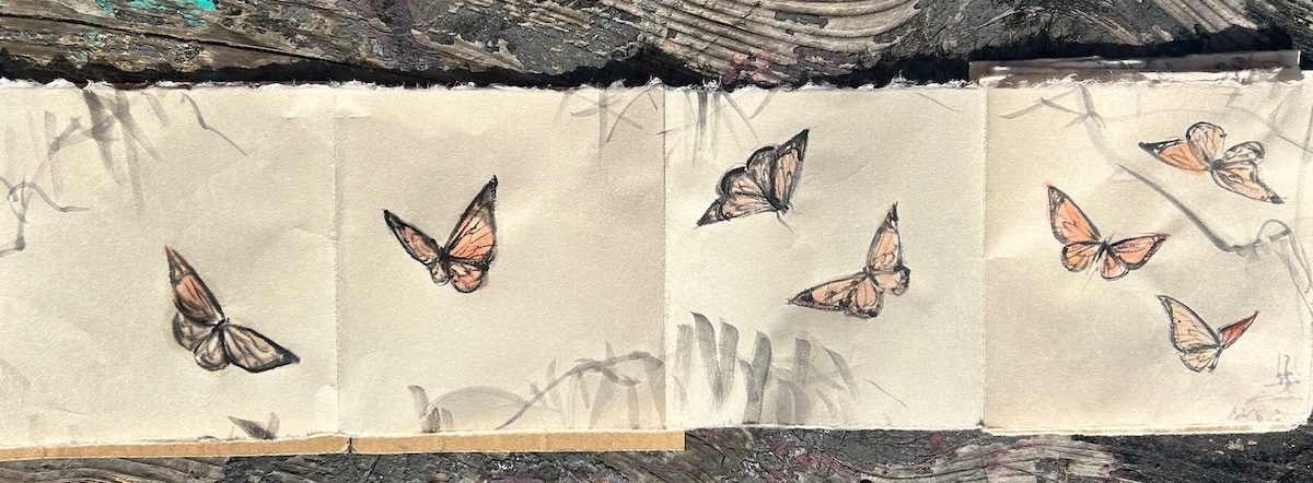 ©Yoshikawa_Fumiyo Monarch on the Hill, sumi ink and gansai color on bunko paper, 2025